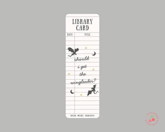 Fourth Wing Library Card - Bookmarks